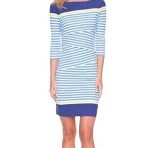 J. McLaughlin Nicola Sheath Dress Catalina Cloth Tiered 3/4 Sleeve Size Medium